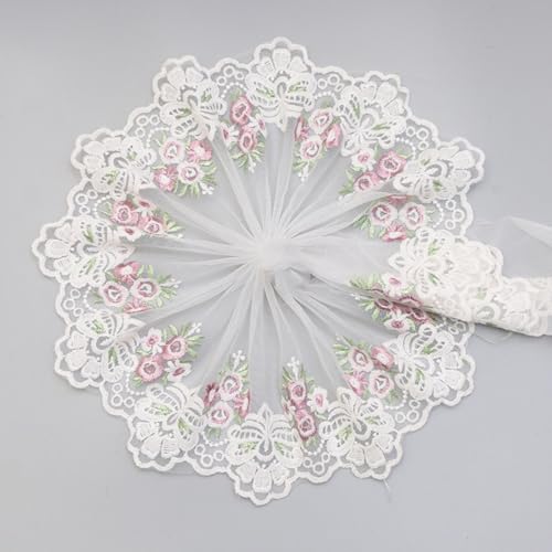 HSTWODE 1 Stück 30Yard 3D-Blumen-Spitzenstoff, besticktes Spitzenband, zum Basteln, Nähen und Brautkleid, Applikation, Dekorationen von HSTWODE