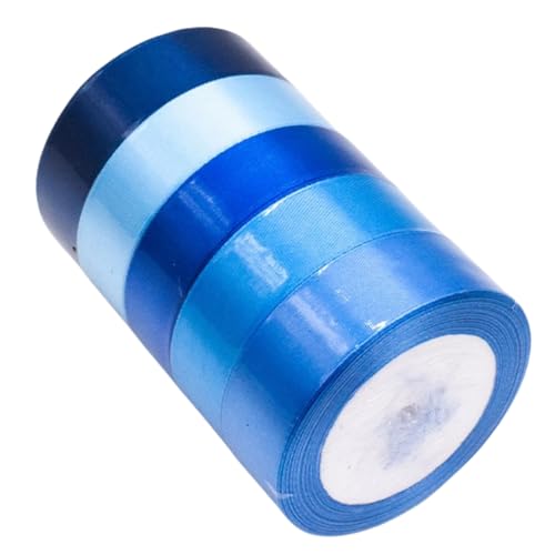 HSTWODE 1 Stück 5 Brötchen 22m länge X 25mm Breit, total 110m Satinband, Stoffband Dekoband Stoff Bänder Geschenkband Schleifenband zum Basteln und Geschenk Verpacken Dekoration (3#) von HSTWODE