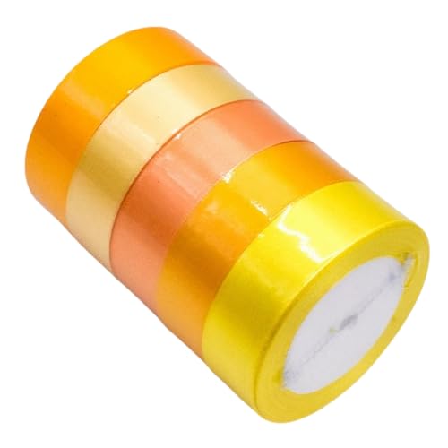HSTWODE 1 Stück 5 Brötchen 22m länge X 25mm Breit, total 110m Satinband, Stoffband Dekoband Stoff Bänder Geschenkband Schleifenband zum Basteln und Geschenk Verpacken Dekoration (4#) von HSTWODE