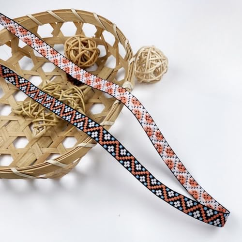 HSTWODE 1 Stück 50 Yards Vintage-Jacquard-Gurtband, 12 mm Breiter Nähen von Dekorativem Gurtband Jacquard-Besatz Nähen, Kunsthandwerk DIY-Kleidungszubehör-Verschönerungsdekorationen (2#) von HSTWODE