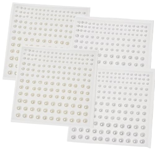 HSTWODE 1 Stück 660Pcs Perlen sticker, 3-6mm Selbstklebende Halbperlen, Klebesteine Perlen zum Basteln für Gesicht/Nägel/Make-up/Festival/Weihnachts Dekoration/DIY Handwerk (Weiß und Cremefarben) von HSTWODE