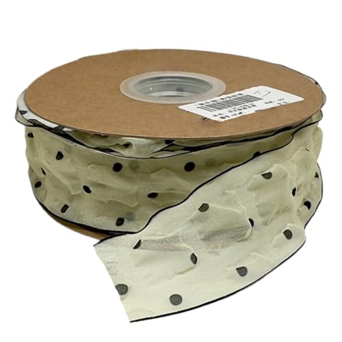 HSTWODE 1 Stück Dekoband Punkte - 4 cm Breite - Premium Geschenkband Stoffbandfür Haarschmuck DIY, Schleifen, Verpackung, Hochzeitsdekoration, Geschenk (Gold) von HSTWODE