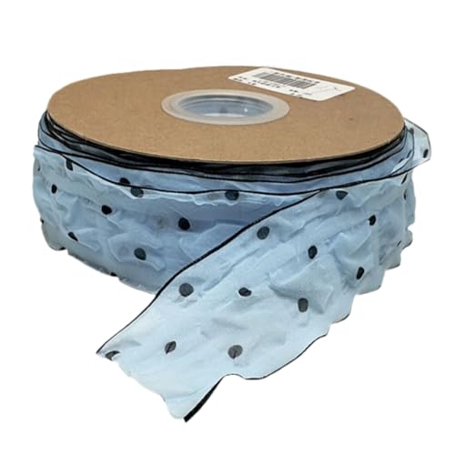 HSTWODE 1 Stück Dekoband Punkte - 4 cm Breite - Premium Geschenkband Stoffbandfür Haarschmuck DIY, Schleifen, Verpackung, Hochzeitsdekoration, Geschenk (Himmelblau) von HSTWODE