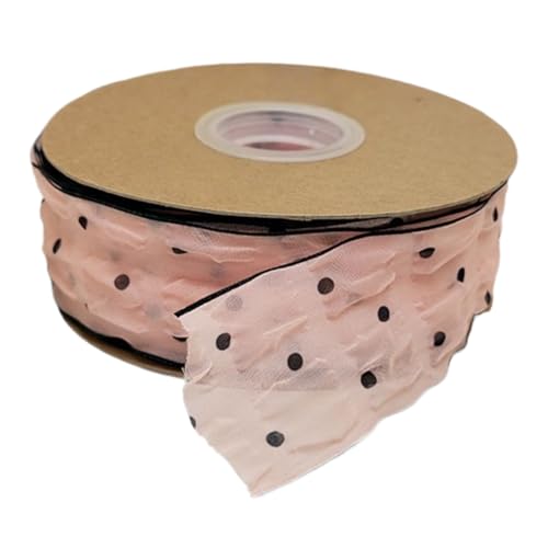 HSTWODE 1 Stück Dekoband Punkte - 4 cm Breite - Premium Geschenkband Stoffbandfür Haarschmuck DIY, Schleifen, Verpackung, Hochzeitsdekoration, Geschenk (Rosa) von HSTWODE
