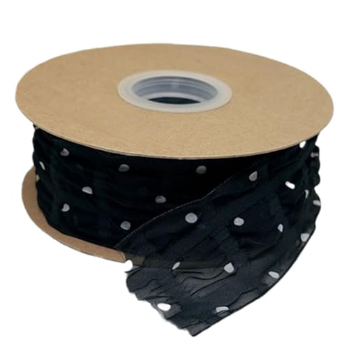 HSTWODE 1 Stück Dekoband Punkte - 4 cm Breite - Premium Geschenkband Stoffbandfür Haarschmuck DIY, Schleifen, Verpackung, Hochzeitsdekoration, Geschenk (Schwarz) von HSTWODE