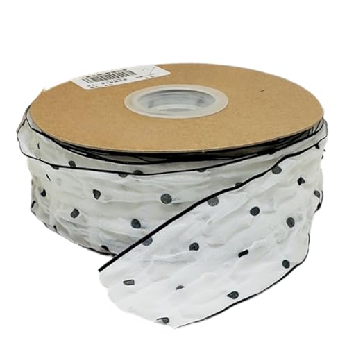HSTWODE 1 Stück Dekoband Punkte - 4 cm Breite - Premium Geschenkband Stoffbandfür Haarschmuck DIY, Schleifen, Verpackung, Hochzeitsdekoration, Geschenk (Weiß) von HSTWODE