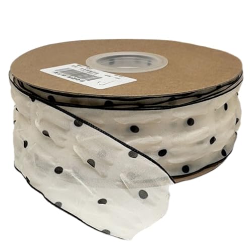 HSTWODE 1 Stück Dekoband Punkte - 7 cm Breite - Premium Geschenkband Stoffband für Hochzeitsdekoration, Geschenk, Haarschmuck DIY, Schleifen, Verpackung (Beige) von HSTWODE