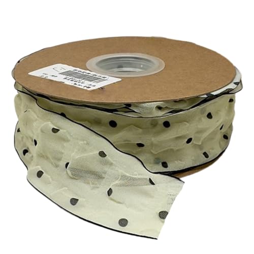 HSTWODE 1 Stück Dekoband Punkte - 7 cm Breite - Premium Geschenkband Stoffband für Hochzeitsdekoration, Geschenk, Haarschmuck DIY, Schleifen, Verpackung (Gold) von HSTWODE