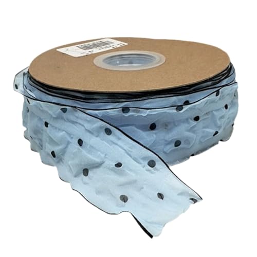 HSTWODE 1 Stück Dekoband Punkte - 7 cm Breite - Premium Geschenkband Stoffband für Hochzeitsdekoration, Geschenk, Haarschmuck DIY, Schleifen, Verpackung (Himmelblau) von HSTWODE