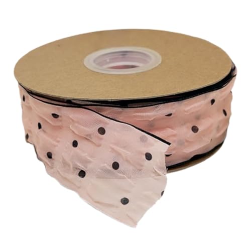 HSTWODE 1 Stück Dekoband Punkte - 7 cm Breite - Premium Geschenkband Stoffband für Hochzeitsdekoration, Geschenk, Haarschmuck DIY, Schleifen, Verpackung (Rosa) von HSTWODE