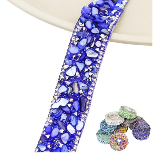 HSTWODE 1 Stück Funkelndes Strassband, 2cm × 2/5Yd Bling Crystal Strassband Kristall Strass Trim Diamantaufkleber für DIY Handwerk, Hochzeitszubehör (Dunkelblau, 5 Yards) von HSTWODE