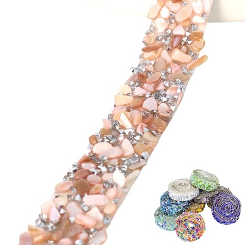 HSTWODE 1 Stück Funkelndes Strassband, 2cm × 2/5Yd Bling Crystal Strassband Kristall Strass Trim Diamantaufkleber für DIY Handwerk, Hochzeitszubehör (Seeblau, 5 Yards) von HSTWODE
