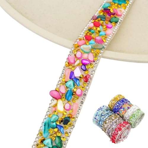 HSTWODE 1 Stück Funkelndes Strassband, 2cm × 2/6Yd Bling Crystal Strassband Kristall Strass Trim Diamantaufkleber Heißpress Heizband für DIY Handwerk, Hochzeitszubehör (6 Yards Farbe) von HSTWODE
