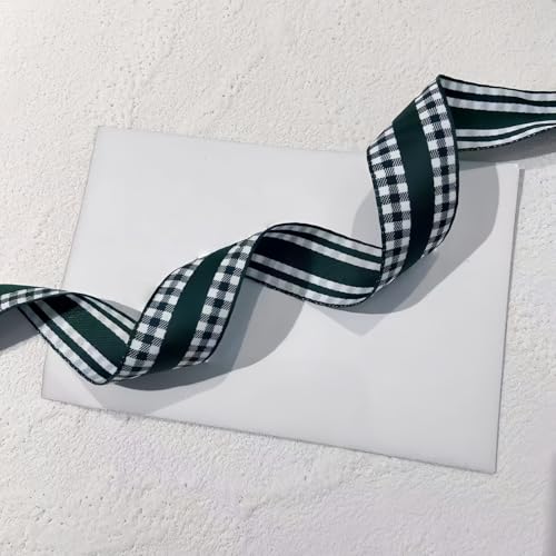 HSTWODE 1 Stück Gekreuztes Band 1.5cmx 10 Yard Schleifenband für Hochzeit, Hutblume, Geschenkverpackung Hochzeitseinladungen Blumenarrangement DIY, Haarschmuck, Geschenkverpackung (Dunkelgrün) von HSTWODE