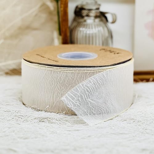 HSTWODE 1 Stück Geschenkband Schleifenband 2.5cmx 10 Yard Chiffonband für Geschenkverpackung Hochzeitseinladungen Blumenarrangement DIY, Haarschmuck, Geschenkverpackung, Hochzeit, Hutblume (Beige) von HSTWODE
