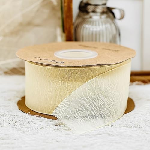 HSTWODE 1 Stück Geschenkband Schleifenband 2.5cmx 10 Yard Chiffonband für Geschenkverpackung Hochzeitseinladungen Blumenarrangement DIY, Haarschmuck, Geschenkverpackung, Hochzeit, Hutblume (Gelb) von HSTWODE