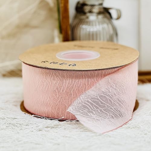 HSTWODE 1 Stück Geschenkband Schleifenband 2.5cmx 10 Yard Chiffonband für Geschenkverpackung Hochzeitseinladungen Blumenarrangement DIY, Haarschmuck, Geschenkverpackung, Hochzeit, Hutblume (Hellrosa) von HSTWODE