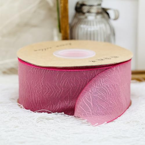HSTWODE 1 Stück Geschenkband Schleifenband 2.5cmx 10 Yard Chiffonband für Geschenkverpackung Hochzeitseinladungen Blumenarrangement DIY, Haarschmuck, Geschenkverpackung, Hochzeit, Hutblume (Rosarot) von HSTWODE