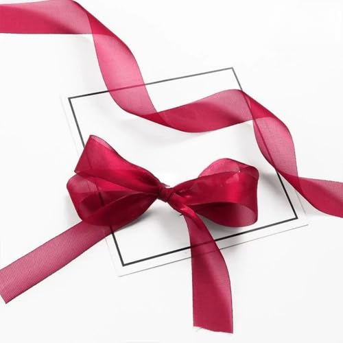 HSTWODE 1 Stück Organza-Band 2.5cm Breite (20 Yard) - für Schleifen, Hairbows, Blumen, Applikationen, Braut, Hochzeit, Basteln, Dekoration, Handwerk, Verpackung (Burgunderrot) von HSTWODE