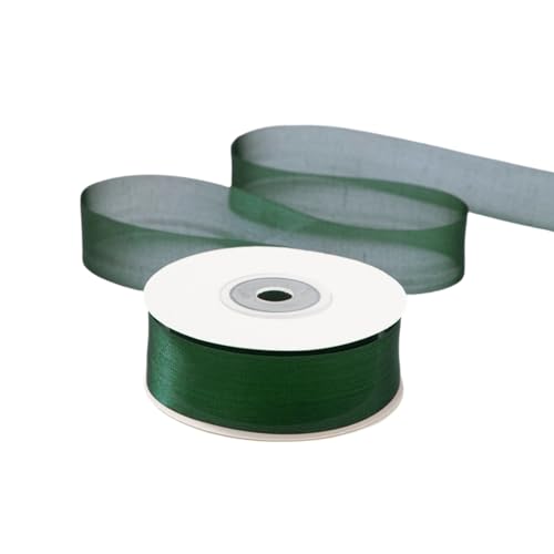 HSTWODE 1 Stück Organza-Band 2.5cm Breite (20 Yard) - für Schleifen, Hairbows, Blumen, Applikationen, Braut, Hochzeit, Basteln, Dekoration, Handwerk, Verpackung (Dunkelgrün) von HSTWODE