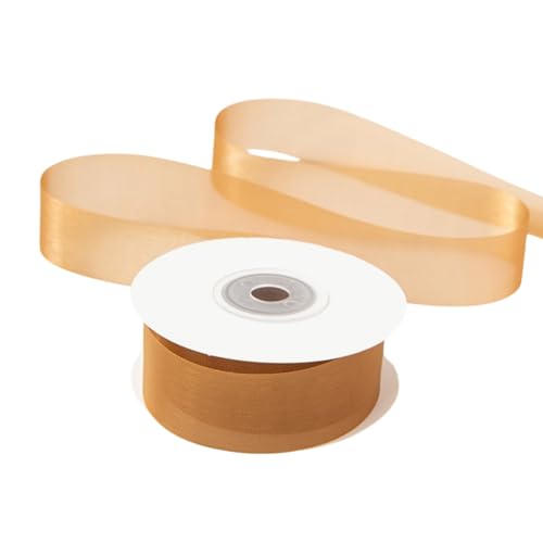 HSTWODE 1 Stück Organza-Band 2.5cm Breite (20 Yard) - für Schleifen, Hairbows, Blumen, Applikationen, Braut, Hochzeit, Basteln, Dekoration, Handwerk, Verpackung (Gelb) von HSTWODE