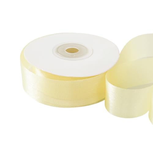 HSTWODE 1 Stück Organza-Band 2.5cm Breite (20 Yard) - für Schleifen, Hairbows, Blumen, Applikationen, Braut, Hochzeit, Basteln, Dekoration, Handwerk, Verpackung (Hellgelb) von HSTWODE