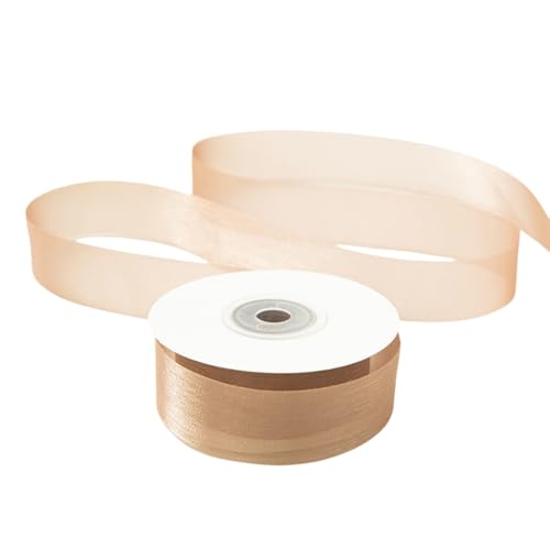 HSTWODE 1 Stück Organza-Band 2.5cm Breite (20 Yard) - für Schleifen, Hairbows, Blumen, Applikationen, Braut, Hochzeit, Basteln, Dekoration, Handwerk, Verpackung (Khaki) von HSTWODE