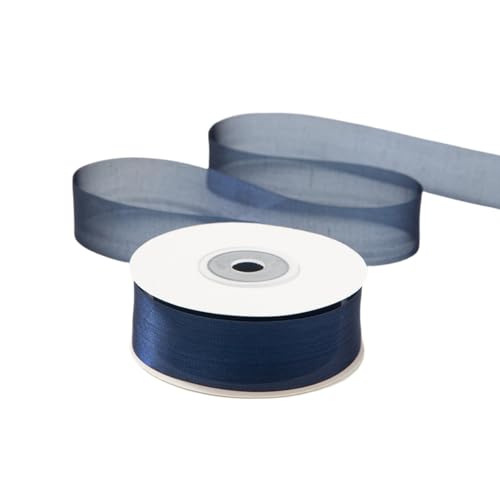 HSTWODE 1 Stück Organza-Band 2.5cm Breite (20 Yard) - für Schleifen, Hairbows, Blumen, Applikationen, Braut, Hochzeit, Basteln, Dekoration, Handwerk, Verpackung (Marineblau) von HSTWODE
