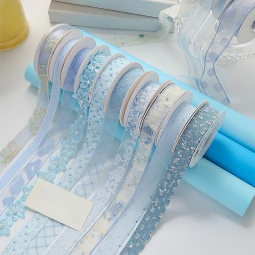 HSTWODE 1 Stück Satinband 1.6/2.5/3mm Schleifenband Blau Dekoband Blau Geschenkband Band Spitzenbordüre Schleife Hochzeitsdeko (A13) von HSTWODE