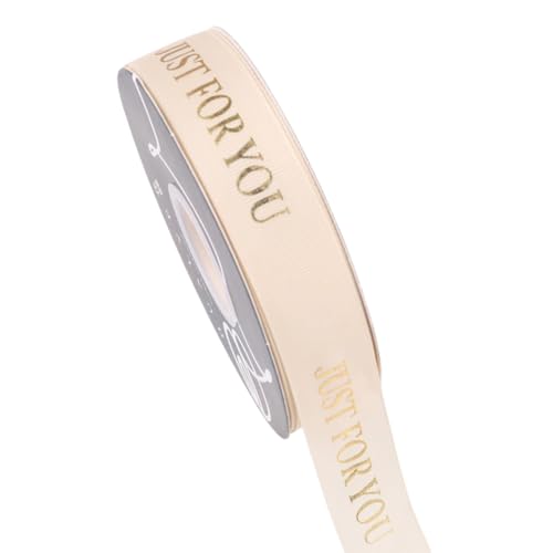 HSTWODE 1 Stück Schleifenband 30m x 25mm,Satinband Geschenkband, Heißprägeverfahren Geschenkband Breit Schleifenband Bänder für Hochzeit Deko Geschenkverpackung Taufe Geburtstag (Beige) von HSTWODE