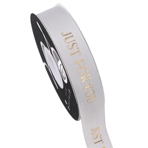 HSTWODE 1 Stück Schleifenband 30m x 25mm,Satinband Geschenkband, Heißprägeverfahren Geschenkband Breit Schleifenband Bänder für Hochzeit Deko Geschenkverpackung Taufe Geburtstag (Silbergrau) von HSTWODE