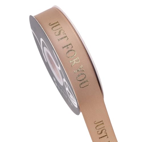 HSTWODE 1 Stück Schleifenband 30m x 25mm,Satinband Geschenkband, Heißprägeverfahren Geschenkband Breit Schleifenband Hochzeit Satinband Bänder für Taufe Geburtstag Hochzeit Deko (Khaki) von HSTWODE