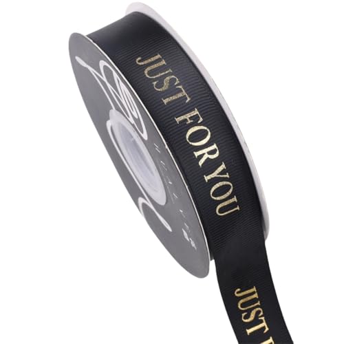 HSTWODE 1 Stück Schleifenband 30m x 25mm,Satinband Geschenkband, Heißprägeverfahren Geschenkband Breit Schleifenband Hochzeit Satinband Bänder für Taufe Geburtstag Hochzeit Deko (Schwarz) von HSTWODE
