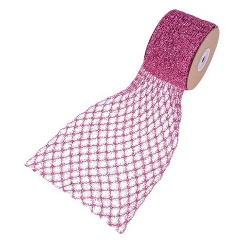 HSTWODE 1 Stück dehnbares Glitzer-Metallnetzband, 5yards×6cm Drahtband,für Weihnachtsbaum, Heimdekoration, Geschenkverpackungen (Rosa) von HSTWODE
