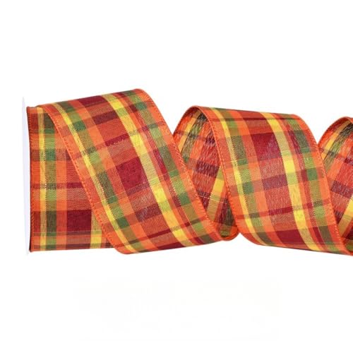 HSTWODE 1 Stück kariertes Band 10 Yards/Rolle 63 mm Karierte Bänder Wiederverwendbares Dekoband mit Drahtrand for Bastelarbeiten, Schleifen, handgefertigte Wickelpartys, Weihnachtsdekoration (2#) von HSTWODE