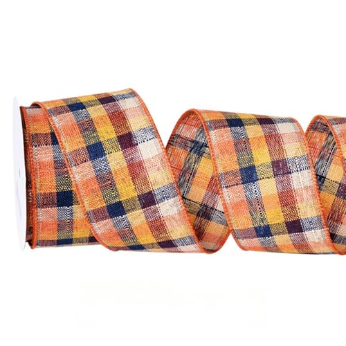 HSTWODE 1 Stück kariertes Band 10 Yards/Rolle 63 mm Karierte Bänder Wiederverwendbares Dekoband mit Drahtrand for Bastelarbeiten, Schleifen, handgefertigte Wickelpartys, Weihnachtsdekoration (5#) von HSTWODE