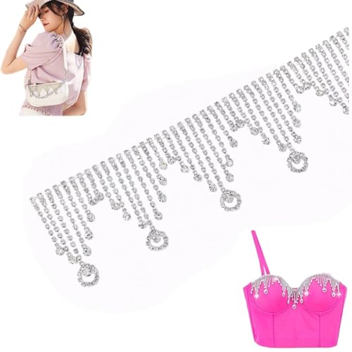HSTWODE 1 yards Quasten Kette Deko,Kette Trim Quaste Kristall Strass Ketten,DIY Blumenstrauß Dekoration Kleidung Hochzeit Kopfbedeckung (1#) von HSTWODE