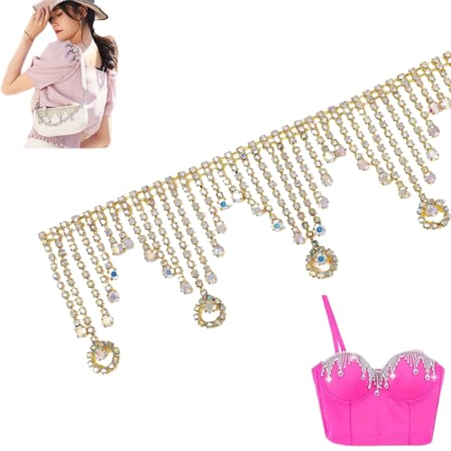 HSTWODE 1 yards Quasten Kette Deko,Kette Trim Quaste Kristall Strass Ketten,DIY Blumenstrauß Dekoration Kleidung Hochzeit Kopfbedeckung (3#) von HSTWODE