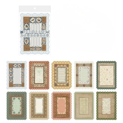 HSTWODE 10 Blätter Spitze Rahmen Scrapbook,Vintage Hohle Geprägt Foto Rahmen Material Scrapbooking Hintergrund Fenster Rahmen Scrapbook Papier für DIY Vintage Papier Journaling (1#, 12.5CM*17.5CM) von HSTWODE