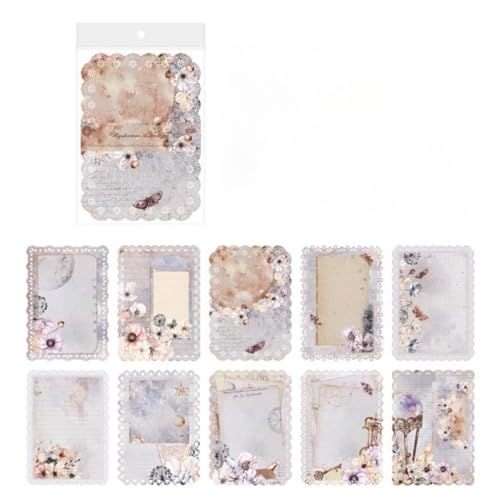 HSTWODE 10 Blätter Spitze Rahmen Scrapbook,Vintage Hohle Geprägt Foto Rahmen Material Scrapbooking Hintergrund Fenster Rahmen Scrapbook Papier für DIY Vintage Papier Journaling (2#, 12.5CM*17.5CM) von HSTWODE