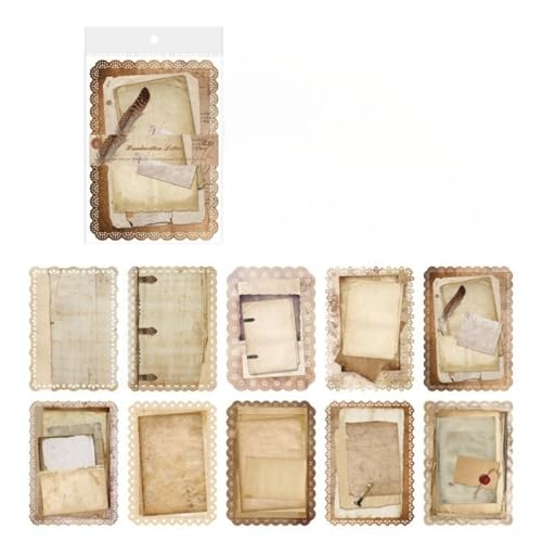 HSTWODE 10 Blätter Spitze Rahmen Scrapbook,Vintage Hohle Geprägt Foto Rahmen Material Scrapbooking Hintergrund Fenster Rahmen Scrapbook Papier für DIY Vintage Papier Journaling (3#, 12.5CM*17.5CM) von HSTWODE