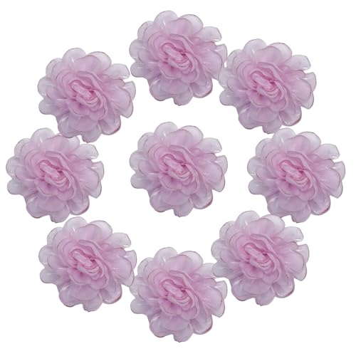 HSTWODE 10 Stück Blumen Netz Stoff Blumen Nähen Gewebe Ornamente Stirnband Verzierungen Frauen Mädchen für Heimwerker Handwerk Hochzeit Dekor (Rosa3) von HSTWODE