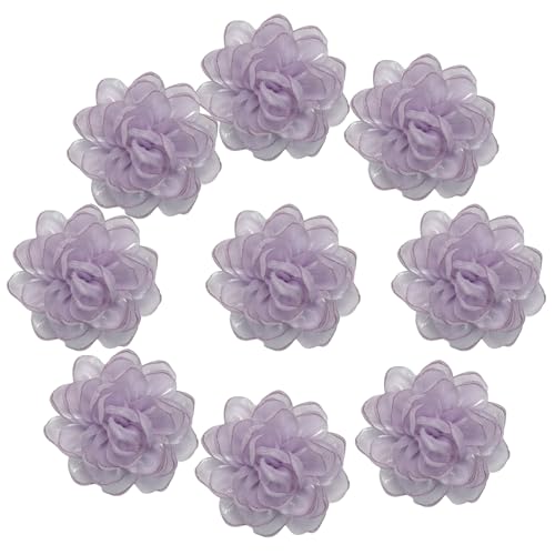 HSTWODE 10 Stück Blumen Netz Stoff Blumen Nähen Gewebe Ornamente Stirnband Verzierungen für Heimwerker Handwerk Hochzeit Dekor Frauen Mädchen (Lila) von HSTWODE