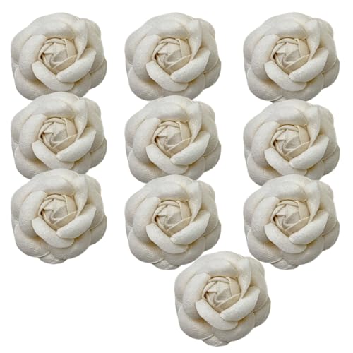 HSTWODE 10 Stück Blumen Netz Stoff Blumen Nähen Gewebe Ornamente Stirnband Verzierungen für Heimwerker Handwerk Hochzeit Dekor Kaffee (1#) von HSTWODE