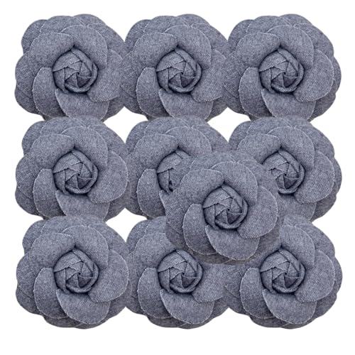 HSTWODE 10 Stück Blumen Netz Stoff Blumen Nähen Gewebe Ornamente Stirnband Verzierungen für Heimwerker Handwerk Hochzeit Dekor Kaffee (10#) von HSTWODE