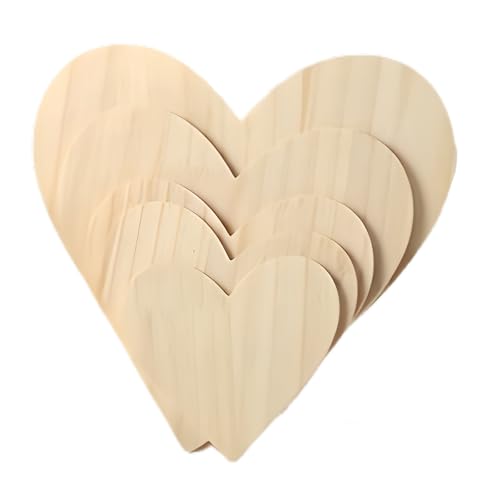 HSTWODE 10 Stück Naturholz Baumscheiben, 5 mm dicke herzförmige Kiefer 10/15/20/25/30 cm Für DIY Handwerk - Hochzeit Dekoration zum Basteln, Malen Baumscheibe (10 Stück 15cm Herz) von HSTWODE