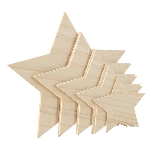 HSTWODE 10 Stück Naturholz Baumscheiben, 5 mm starke Sternkiefer 10/15/20/25/30 cm Für DIY Handwerk - Hochzeit Dekoration zum Basteln, Malen Baumscheibe (10 Stück 10cm Fünfeck) von HSTWODE