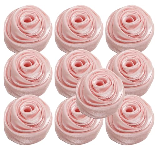 HSTWODE 10 Stück Rosen 5cm Kunstblumen Rosenköpfe Satinrosen Aufnäher Blumen Applikationen zum Basteln Patches Deko-Rosen Stoffrosen DIY Accessories Party Hause Hochzeit Dekoration (1#) von HSTWODE
