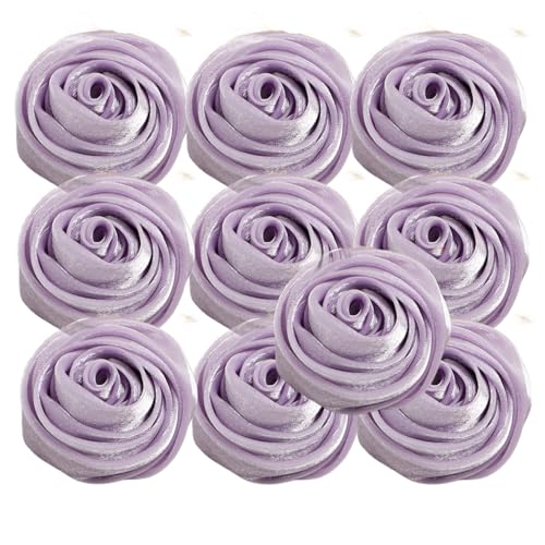 HSTWODE 10 Stück Rosen 5cm Kunstblumen Rosenköpfe Satinrosen Aufnäher Blumen Applikationen zum Basteln Patches Deko-Rosen Stoffrosen DIY Accessories Party Hause Hochzeit Dekoration (2#) von HSTWODE