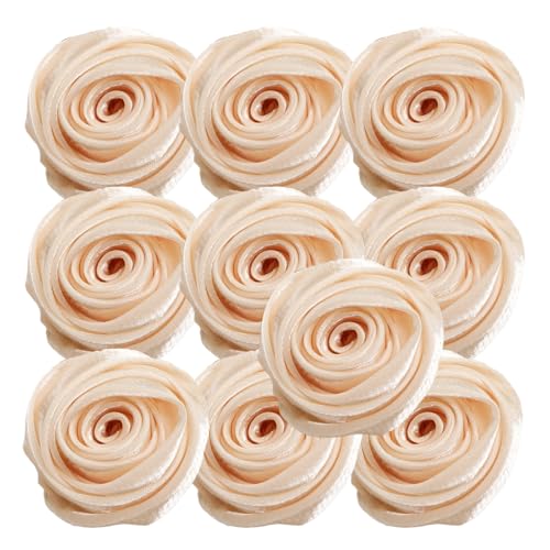 HSTWODE 10 Stück Rosen 5cm Kunstblumen Rosenköpfe Satinrosen Aufnäher Blumen Applikationen zum Basteln Patches Deko-Rosen Stoffrosen DIY Accessories Party Hause Hochzeit Dekoration (3#) von HSTWODE